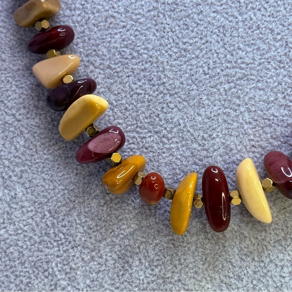 Artisan Mookaite Jasper Nugget and Hematite Necklace and Matching Earrings - Picture 6 of 13
